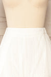 Khori White High-Waisted Embroidered Shorts | La petite garçonne  front close-up