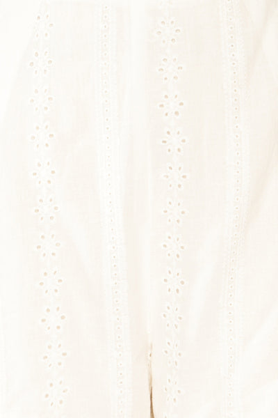 Khori White High-Waisted Embroidered Shorts | La petite garçonne   fabric