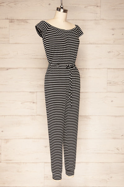 Khory Black Striped Short Sleeve Jumpsuit | La petite garçonne side view