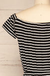 Khory Black Striped Short Sleeve Jumpsuit | La petite garçonne back close-up