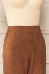 Kidderminster High-Waisted Brown Suede Pants | La petite garçonne side view
