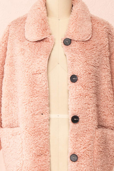 Kielo Pink Teddy Jacket | Boutique 1861 open close-up