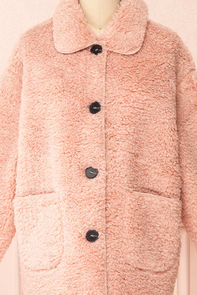 Kielo Pink Teddy Jacket | Boutique 1861 front close-up