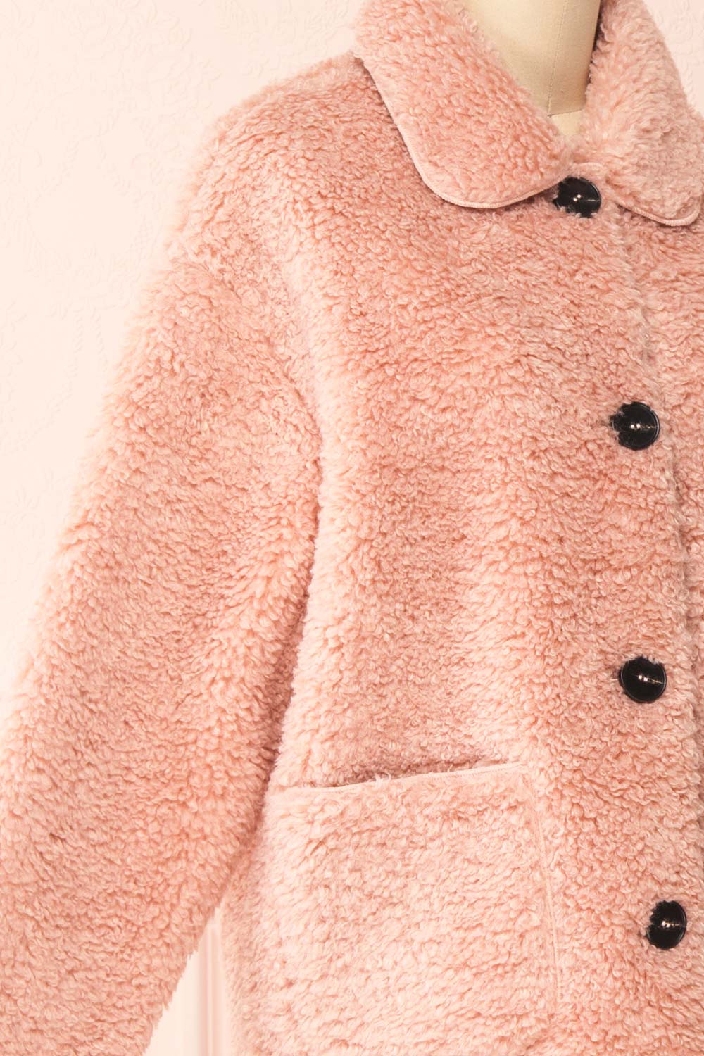 Kielo Pink Teddy Jacket | Boutique 1861 side close-up