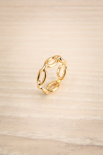 Kietrz Or Fine Chain Links Textured Golden Ring | La Petite Garçonne