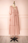 Kieu Pink Flowy Layered Maxi Dress | Boutique 1861 side view