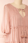 Kieu Pink Flowy Layered Maxi Dress | Boutique 1861 side close-up