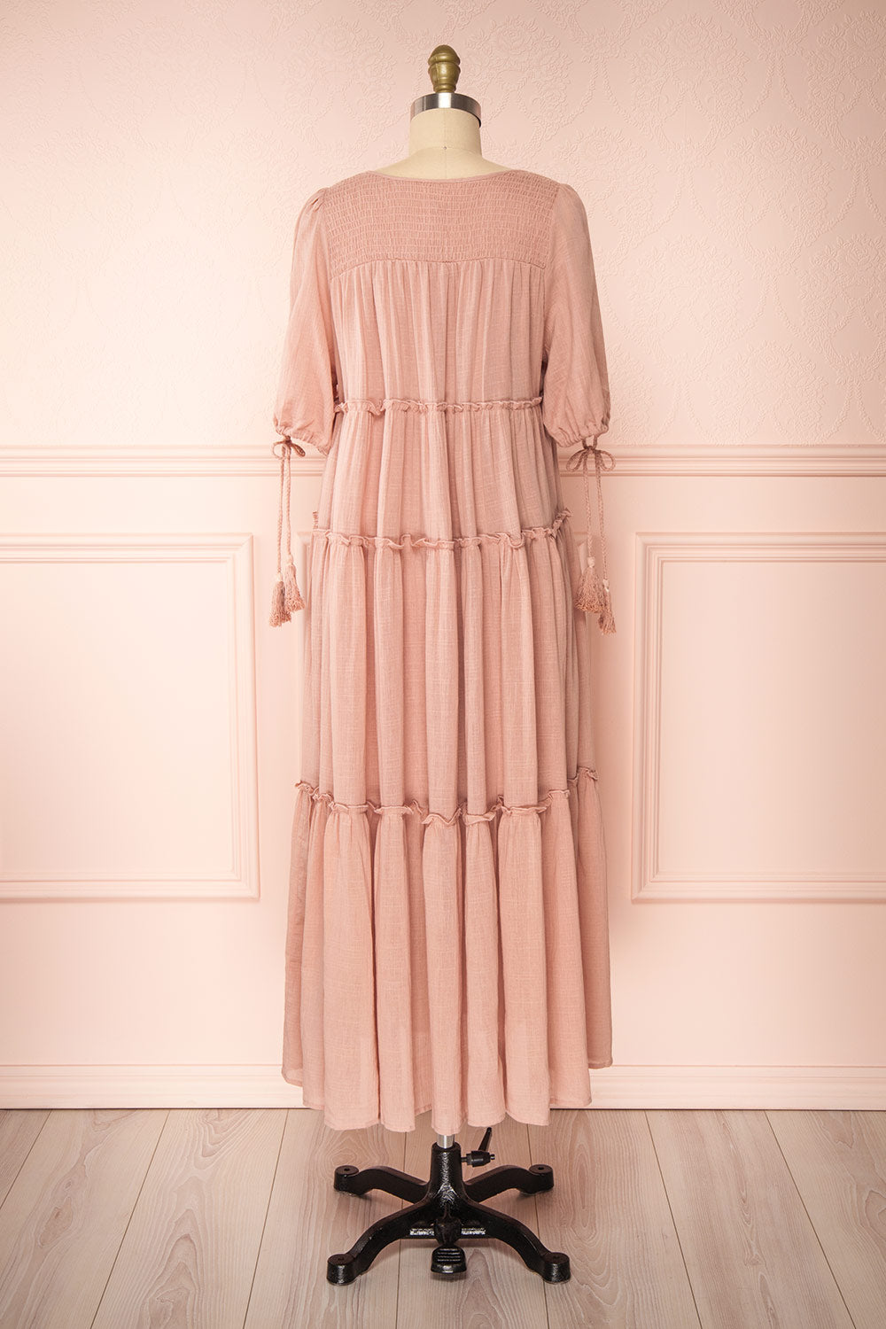 Kieu Pink Flowy Layered Maxi Dress | Boutique 1861 back view 