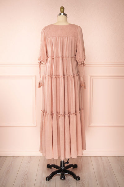 Kieu Pink Flowy Layered Maxi Dress | Boutique 1861 back view