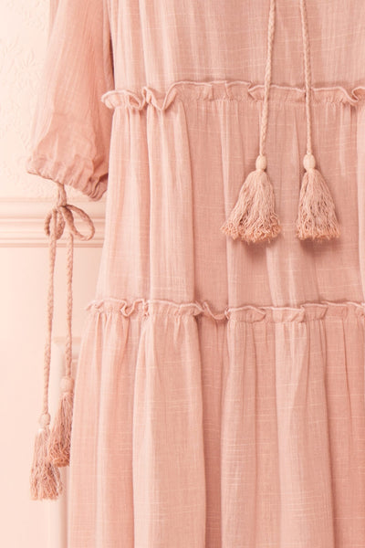 Kieu Pink Flowy Layered Maxi Dress | Boutique 1861 sleeve