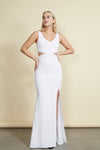 Kiira White Cut-Outs Mermaid Gown | Boudoir 1861 front on model