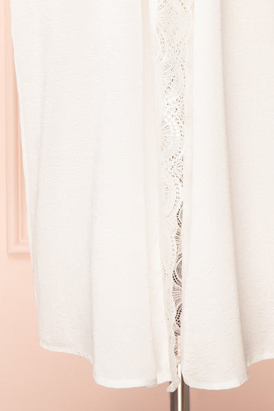 Kiliana Long Ivory Kimono w/ Lace Trim | Boutique 1861 bottom