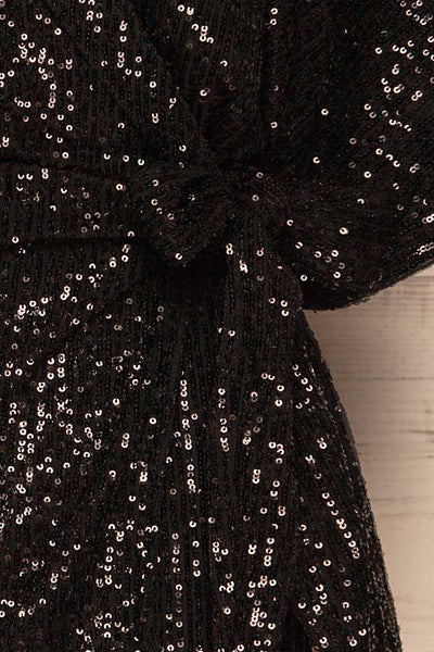 Kilme Noir Black Romper | Combishort | La Petite Garçonne bow close-up
