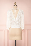 Kimitsu White Lace Crop Top with Puff Sleeves | Boutique 1861 5