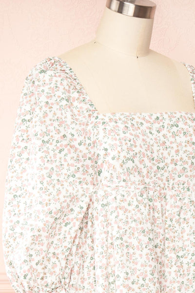 Kimmie Floral Babydoll Romper | Boutique 1861 side close up