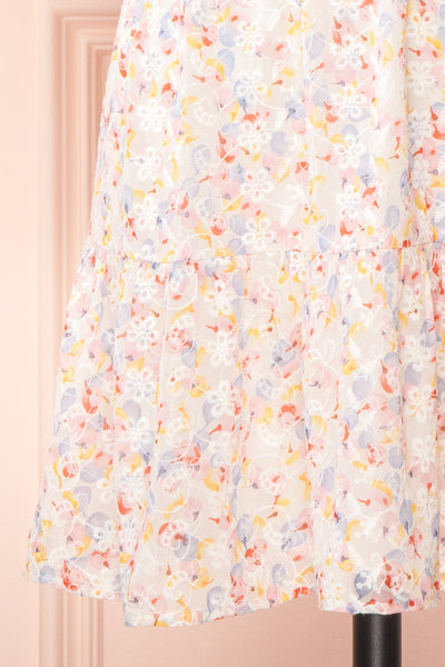 Kinnia Short Floral Dress w/ Ruched Waist | Boutique 1861 bottom