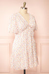 Kinnia Short Floral Dress w/ Ruched Waist | Boutique 1861 side plus size