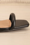 Kinsley Black Strappy Heeled Sandals | La petite garçonne side front close-up