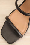 Kinsley Black Strappy Heeled Sandals | La petite garçonne flat close-up
