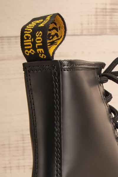 Kirkbride Leather Black Dr. Martens Boots back logo close-up | La Petite Garçonne