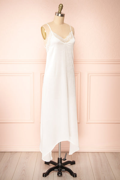 Kirsi Ivory Long Nightgown w/ Lace Trim | Boutique 1861 side view