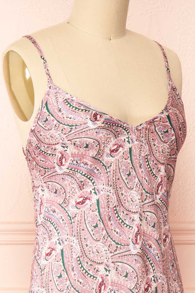 Kiute Paisley Print Midi Dress w/ Tie-Back | Boutique 1861 side close-up