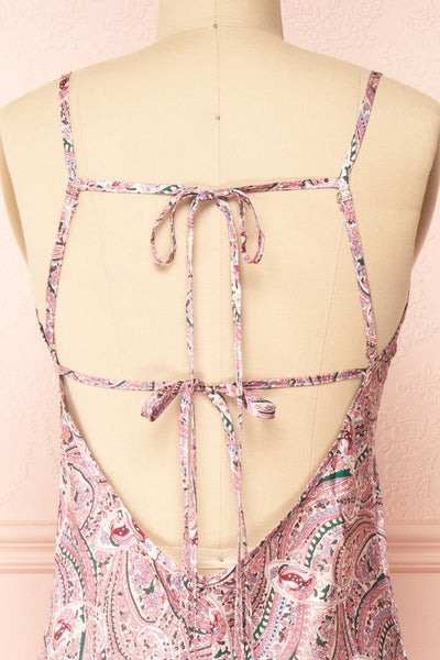 Kiute Paisley Print Midi Dress w/ Tie-Back | Boutique 1861 back close-up