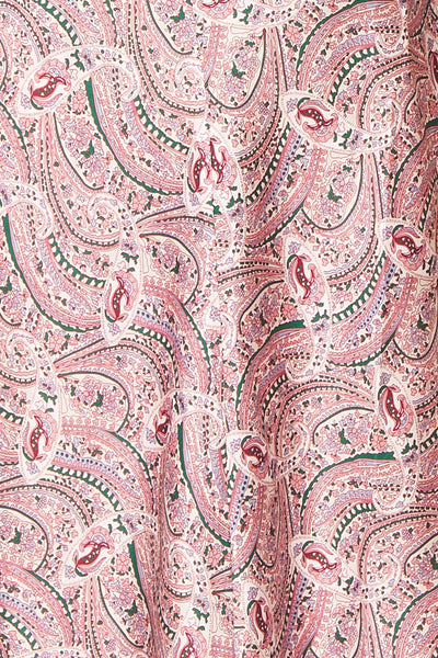 Kiute Paisley Print Midi Dress w/ Tie-Back | Boutique 1861 texture