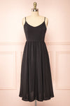 Kloe Black Sleeveless A-line Midi Dress | Boutique 1861 front view