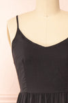 Kloe Black Sleeveless A-line Midi Dress | Boutique 1861  front close-up