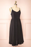 Kloe Black Sleeveless A-line Midi Dress | Boutique 1861  side view