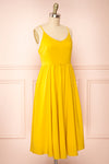 Kloe Yellow Sleeveless A-line Midi Dress | Boutique 1861  side view