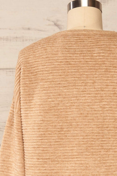 Knares Beige Cropped Ribbed Sweater | La petite garçonne back close up