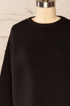 Knares Black Cropped Ribbed Sweater | La petite garçonne front close up