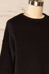 Knares Black Cropped Ribbed Sweater | La petite garçonne side close up