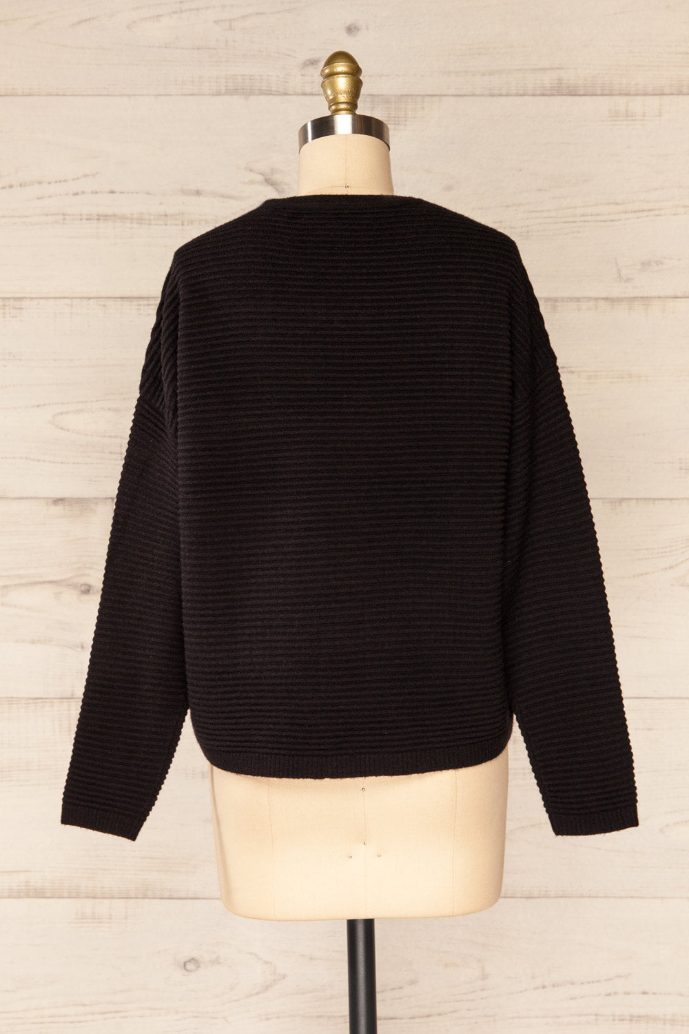 Knares Black Cropped Ribbed Sweater | La petite garçonne back view