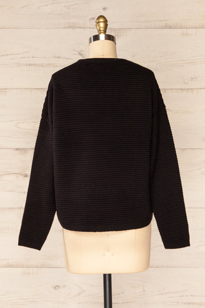 Knares Black Cropped Ribbed Sweater | La petite garçonne back view