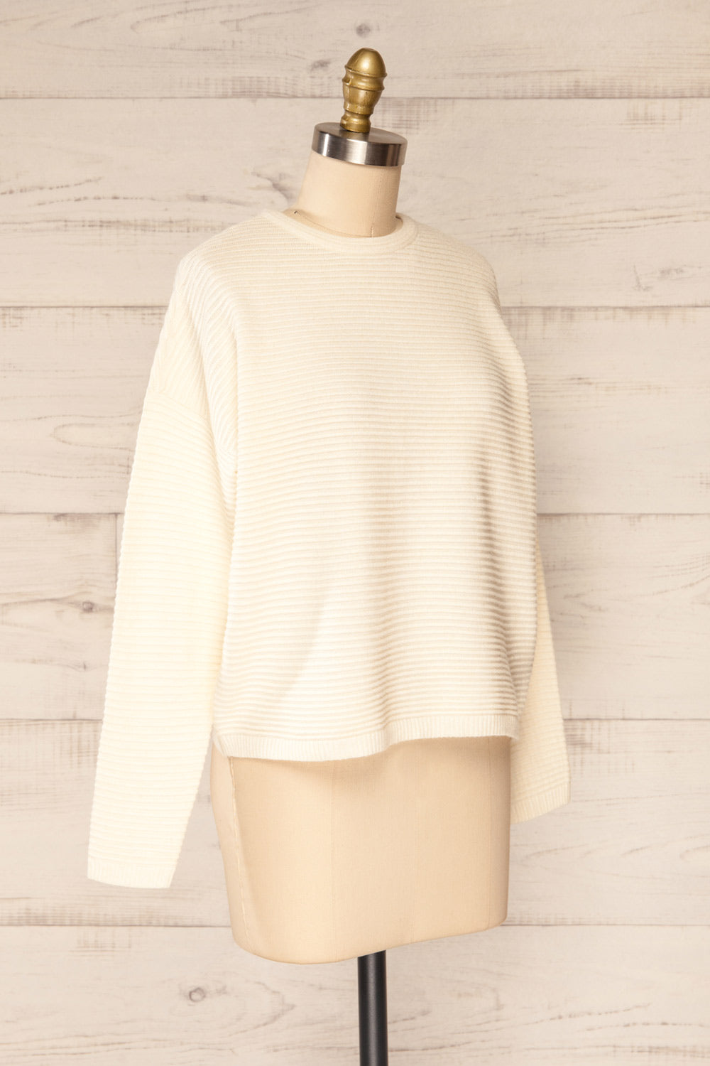 Knares Cream Cropped Ribbed Sweater | La petite garçonne side view