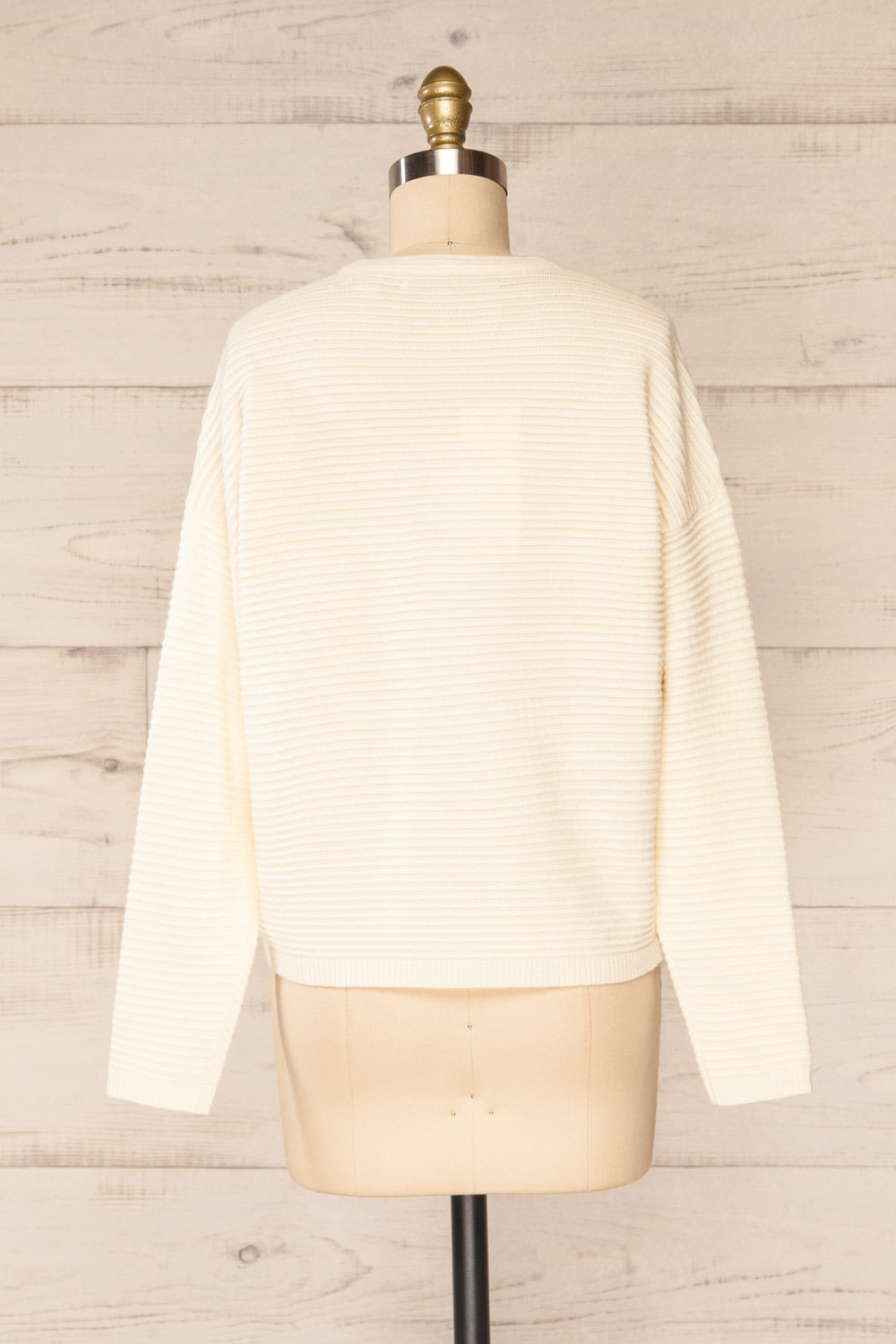 Knares Cream Cropped Ribbed Sweater | La petite garçonne back view