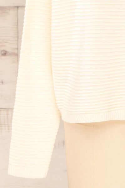Knares Cream Cropped Ribbed Sweater | La petite garçonne sleeves