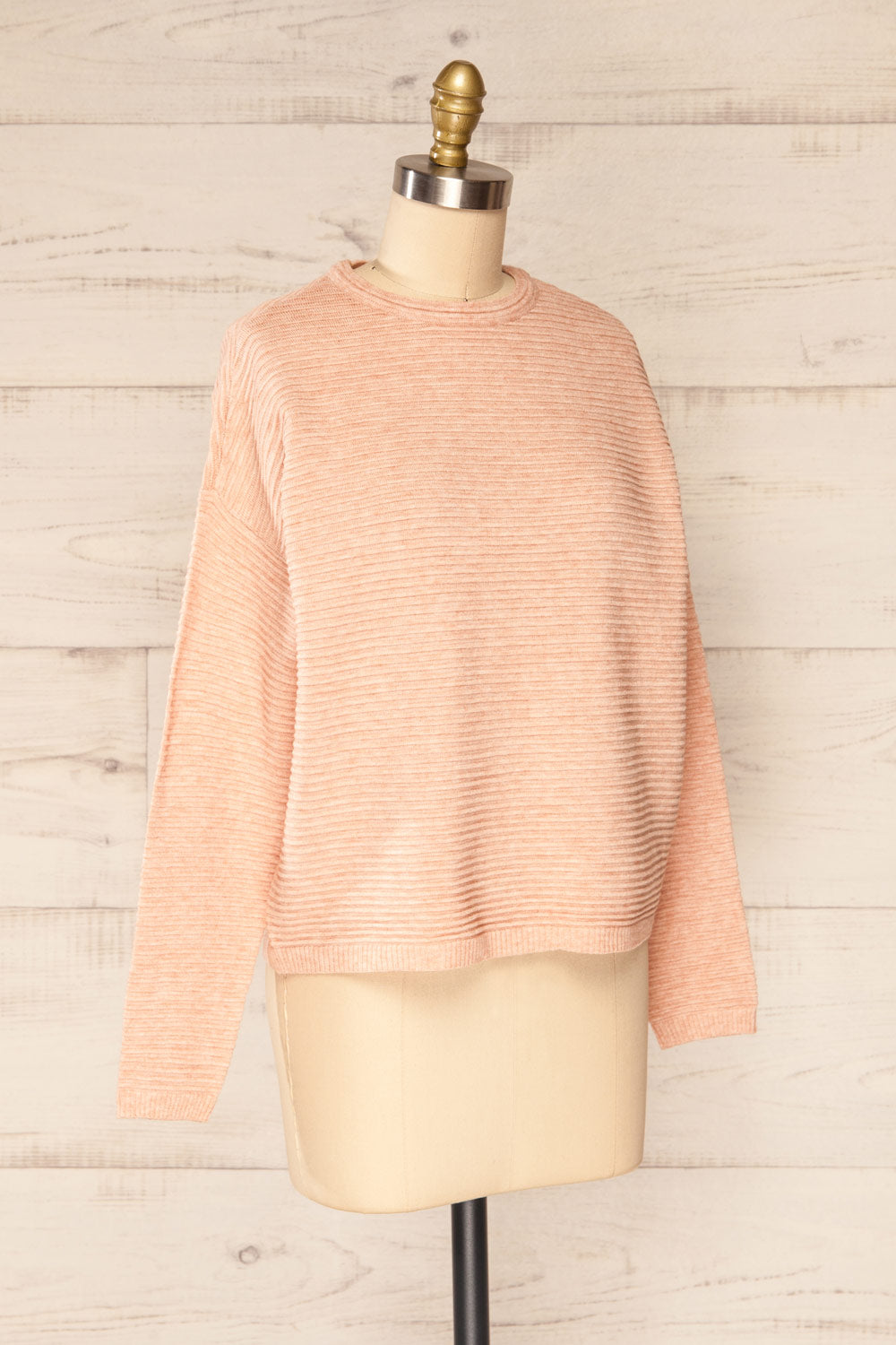 Knares Pink Cropped Ribbed Sweater | La petite garçonne  side view