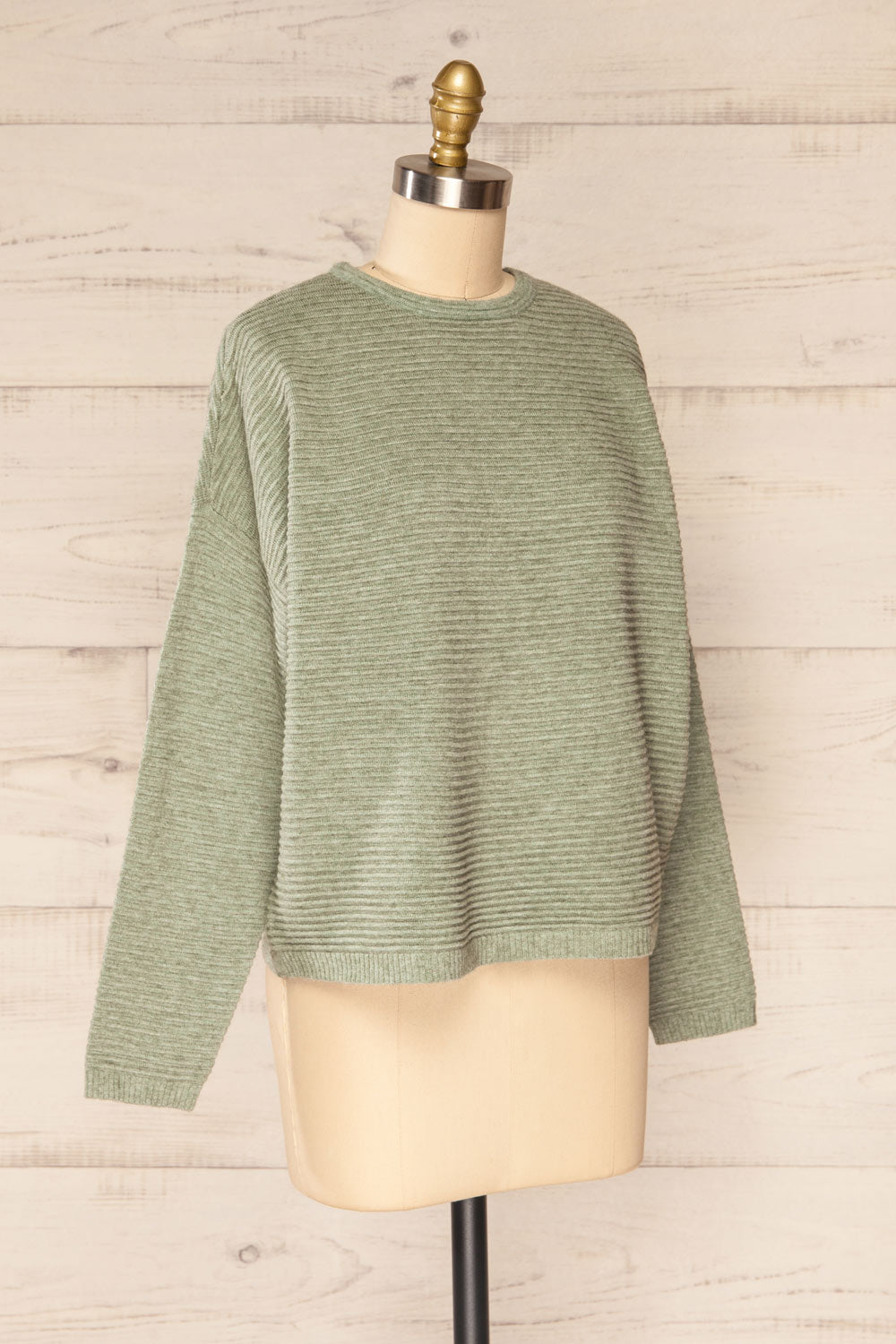 Knares Sage Cropped Ribbed Sweater | La petite garçonne side view