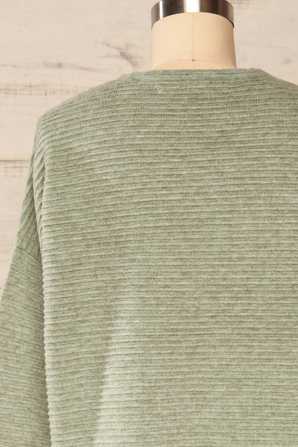 Knares Sage Cropped Ribbed Sweater | La petite garçonne back close up