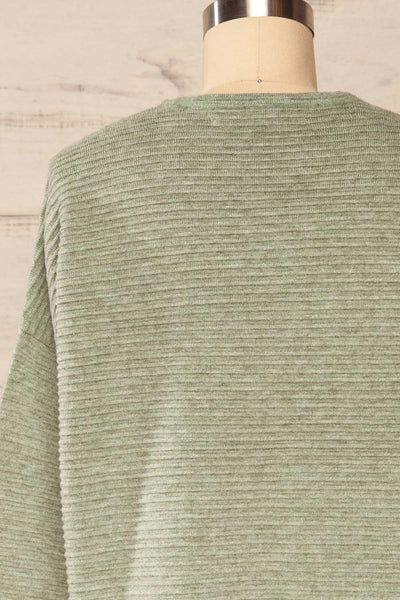 Knares Sage Cropped Ribbed Sweater | La petite garçonne back close up