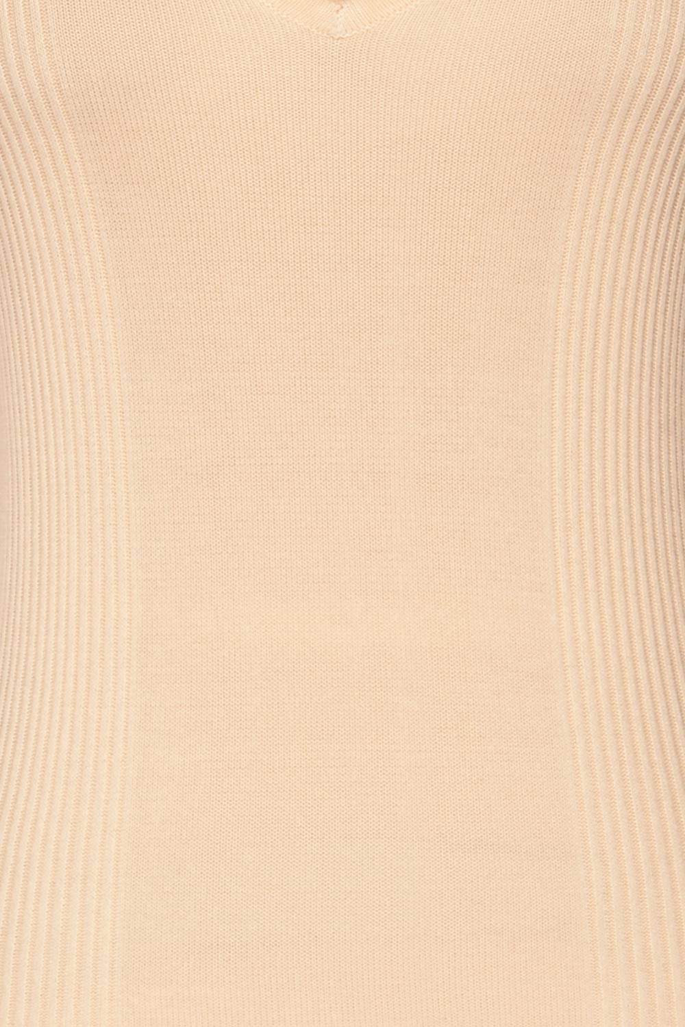 Kolno Cream Ribbed Top w/ Half-Sleeves fabric | La petite garçonne