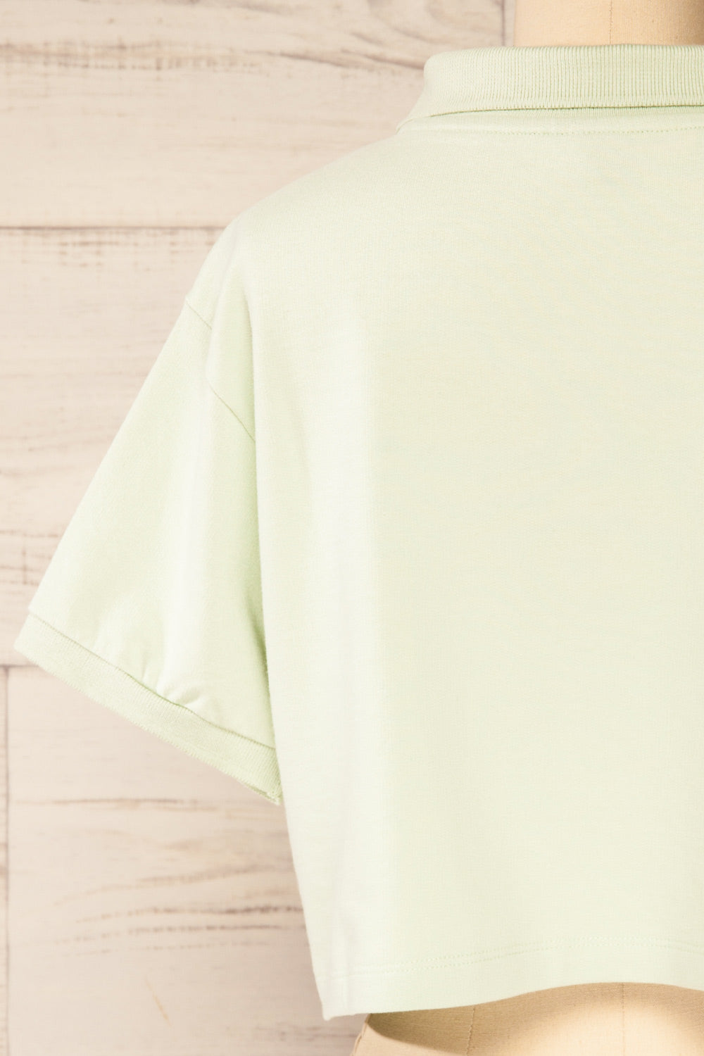 Kolo Mint Cropped Polo Top | La petite garçonne back close-up