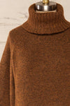 Kolono Brown Melange Knit Turtleneck Sweater | La petite garçonne front close up