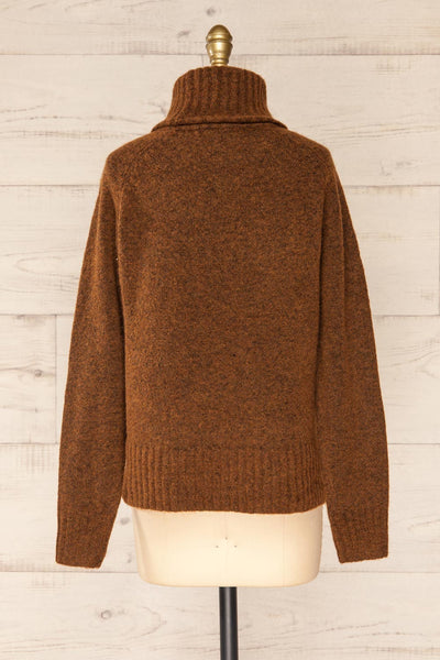 Kolono Brown Melange Knit Turtleneck Sweater | La petite garçonne back view