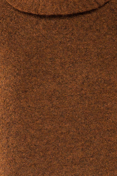 Kolono Brown Melange Knit Turtleneck Sweater | La petite garçonne fabric