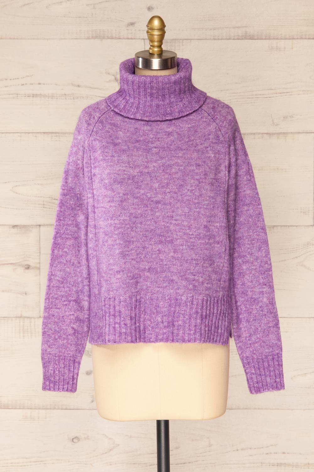 Kolono Violet Melange Knit Turtleneck Sweater | La petite garçonne  front view